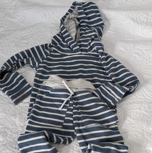 Lulu and Roo blue and white striped hoodie and joggers set